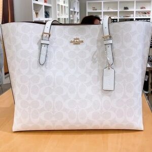 NWT COACH Mollie Tote Bag Signature Canvas Glacierwhite 1665 AUTHENTIC